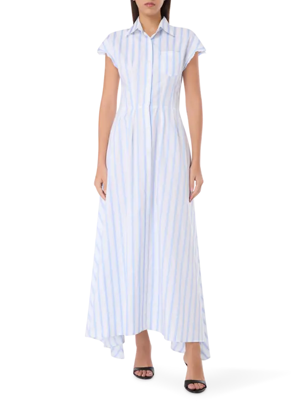 فستان بنمط قميص بدون أكمام من قماش الجاكار