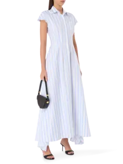 فستان بنمط قميص بدون أكمام من قماش الجاكار