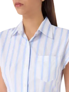 فستان بنمط قميص بدون أكمام من قماش الجاكار