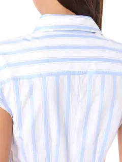 فستان بنمط قميص بدون أكمام من قماش الجاكار