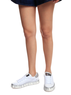 Silver Heel Drip White Sneakers