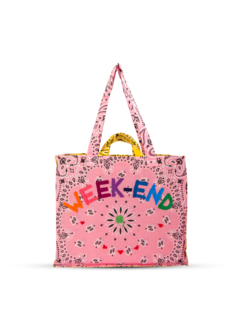 Maxi cabas pale pink smiley yellow WEEKEND