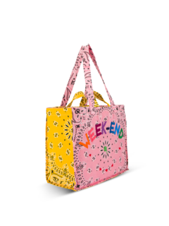 Maxi cabas pale pink smiley yellow WEEKEND