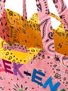 Maxi cabas pale pink smiley yellow WEEKEND