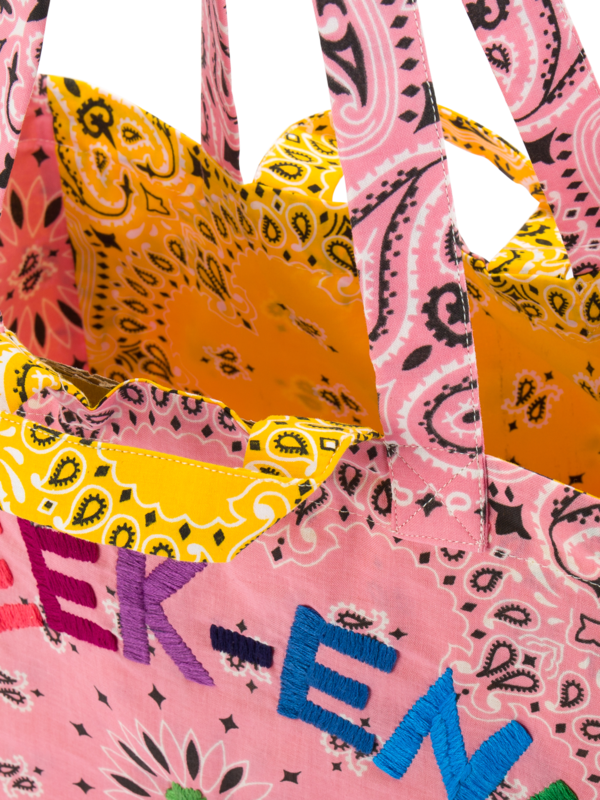 Maxi cabas pale pink smiley yellow WEEKEND
