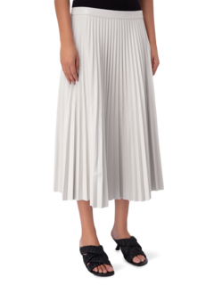 Pleated Faux-Leather Skirt
