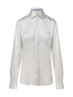 PRINTED TRIBAL SILK CLASSIC SHIRT WITH CUT AWAY COLLAR