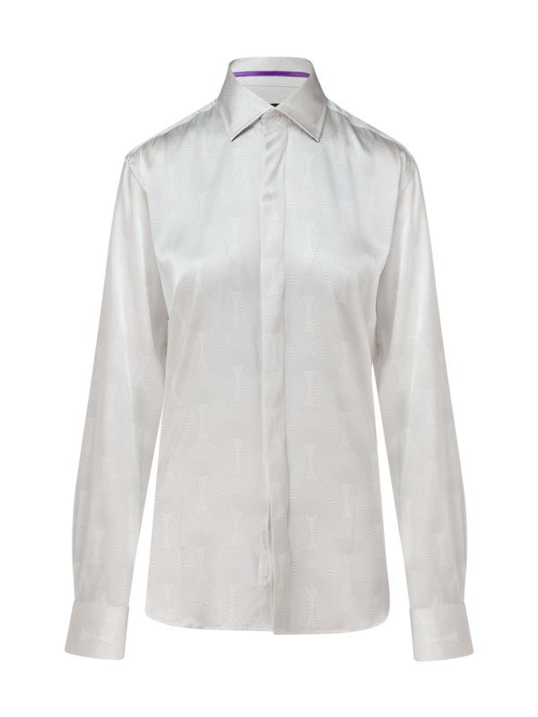 PRINTED TRIBAL SILK CLASSIC SHIRT WITH CUT AWAY COLLAR