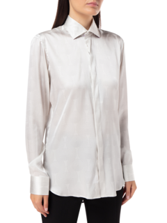 PRINTED TRIBAL SILK CLASSIC SHIRT WITH CUT AWAY COLLAR