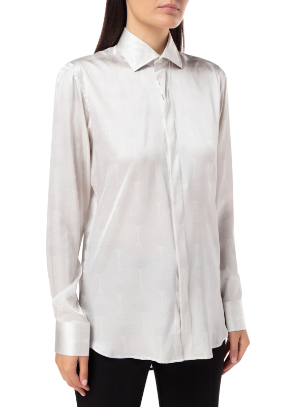 PRINTED TRIBAL SILK CLASSIC SHIRT WITH CUT AWAY COLLAR