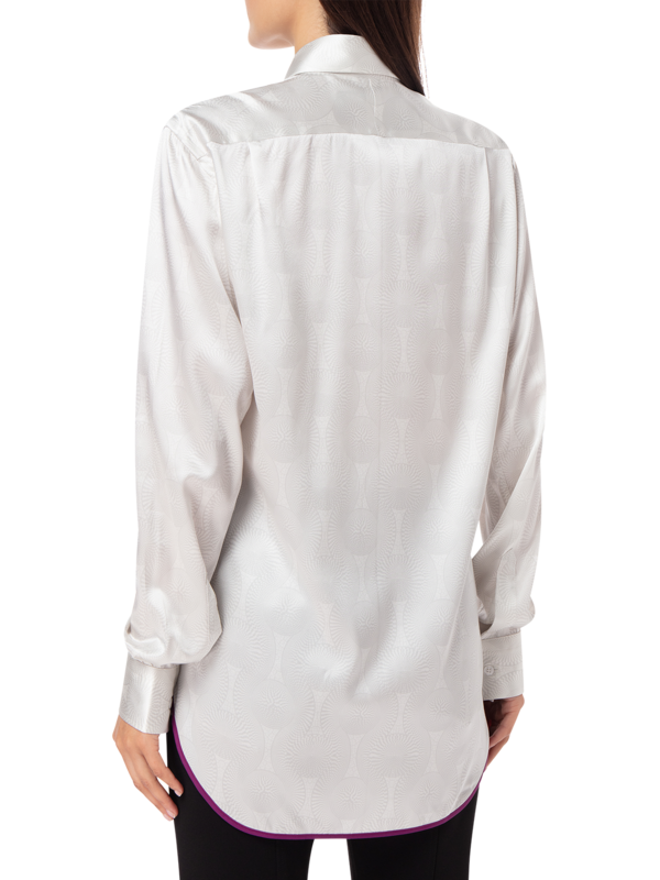 PRINTED TRIBAL SILK CLASSIC SHIRT WITH CUT AWAY COLLAR