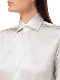 PRINTED TRIBAL SILK CLASSIC SHIRT WITH CUT AWAY COLLAR