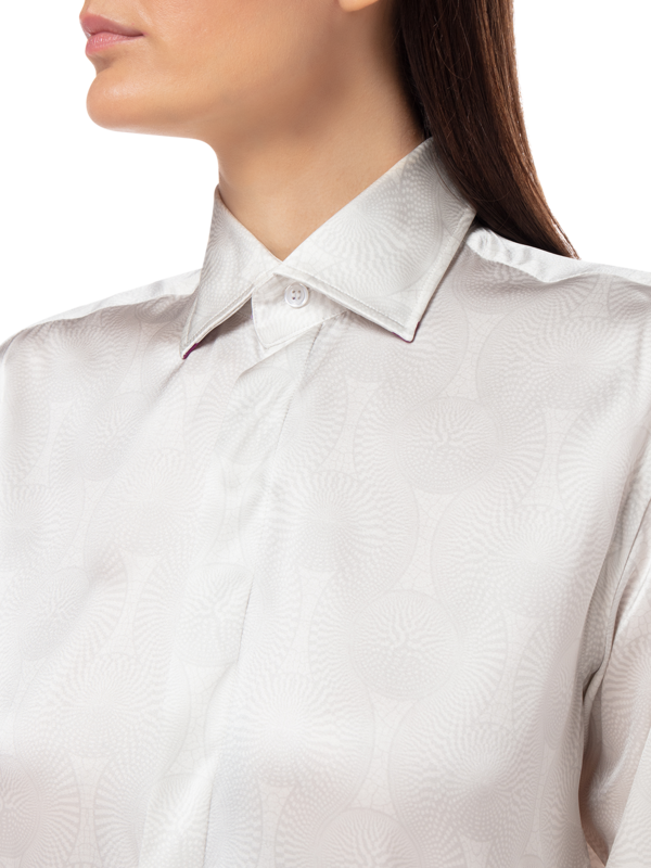 PRINTED TRIBAL SILK CLASSIC SHIRT WITH CUT AWAY COLLAR
