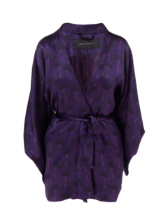 PRINTED TRIBAL SILK SHORT KIMONO