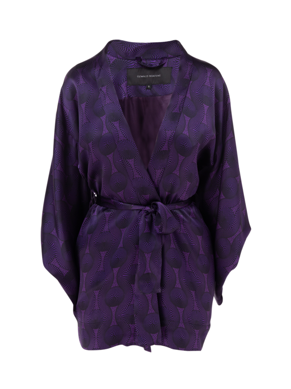 PRINTED TRIBAL SILK SHORT KIMONO