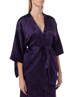 PRINTED TRIBAL SILK SHORT KIMONO
