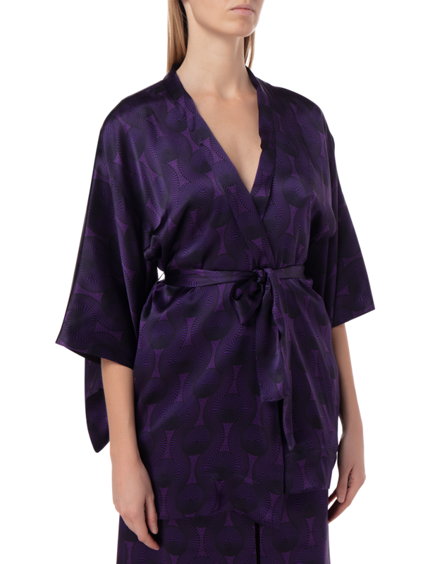 PRINTED TRIBAL SILK SHORT KIMONO