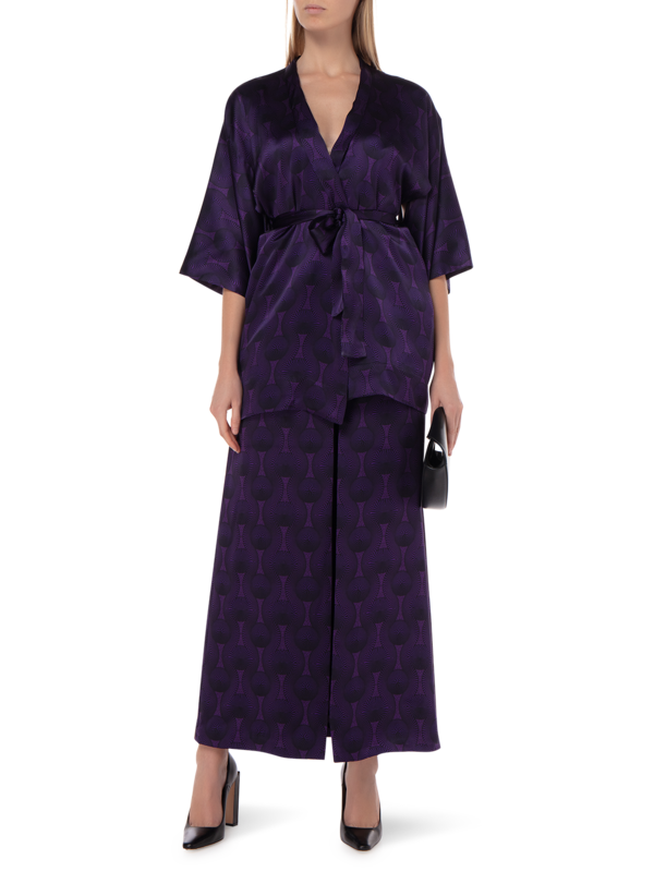 PRINTED TRIBAL SILK SHORT KIMONO