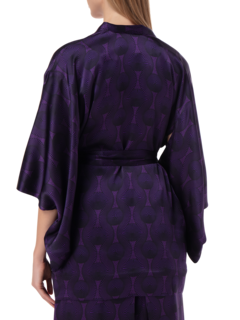 PRINTED TRIBAL SILK SHORT KIMONO