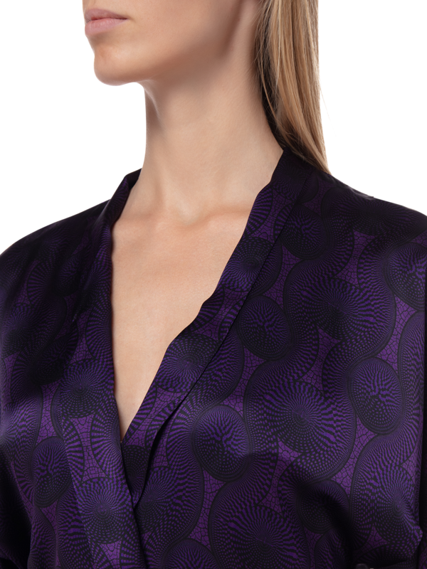 PRINTED TRIBAL SILK SHORT KIMONO