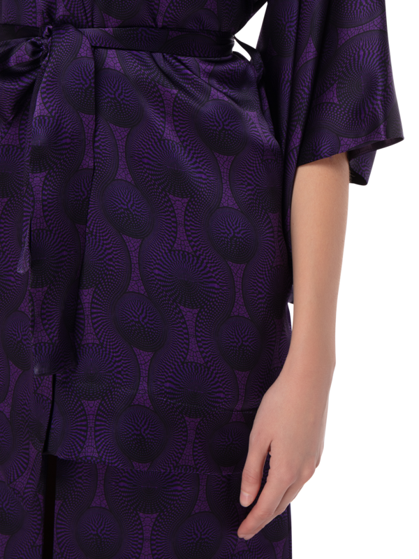 PRINTED TRIBAL SILK SHORT KIMONO