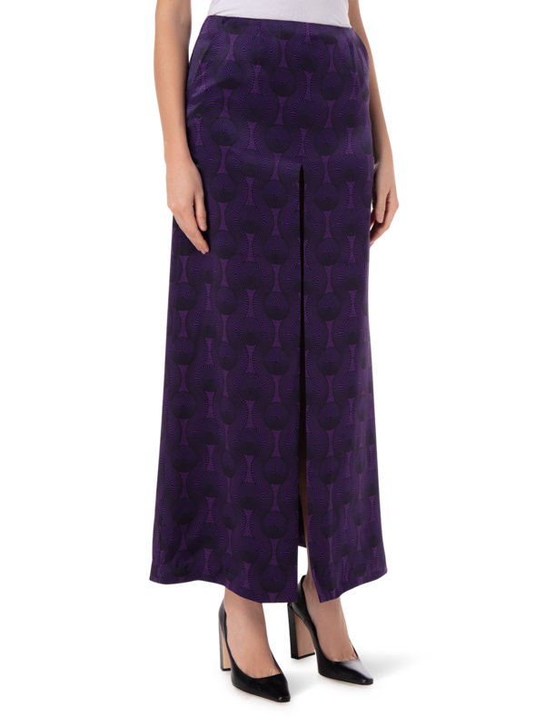 PRINTED TRIBAL SILK HIGH SLIT SKIRT