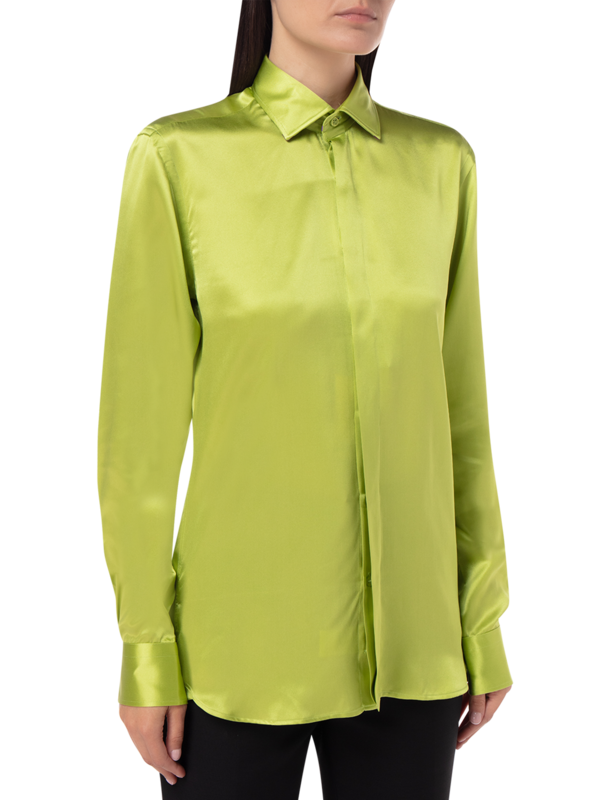 SOLID SILK CLASSIC SHIRT WITH CUT AWAY COLLAR