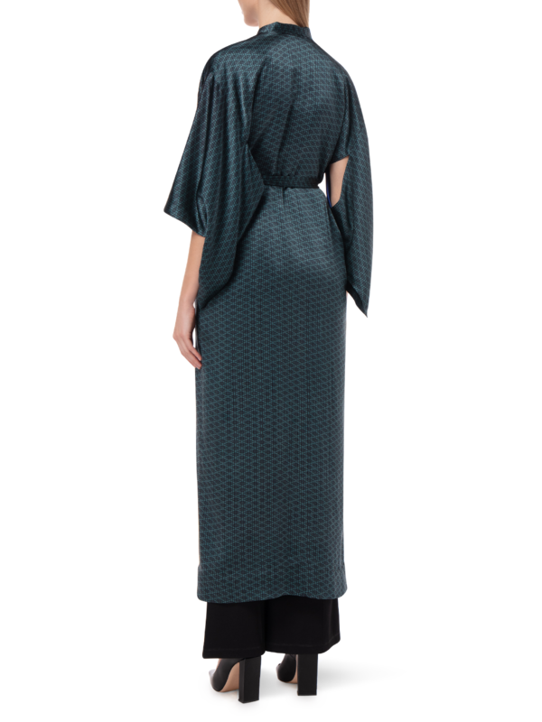PRINTED AUTHENTICITY SILK LONG KIMONO