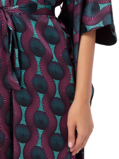 PRINTED TRIBAL SILK KIMONO DRESS