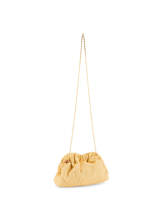 CHAIN MINI CLOUD CLUTCH IN RAFFIA