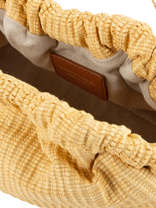 CHAIN MINI CLOUD CLUTCH IN RAFFIA