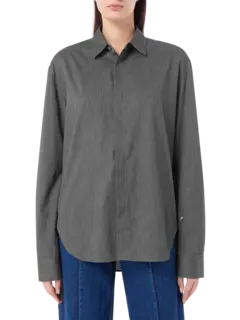 قميص مايلي من البوبلين بفتحة جانبية