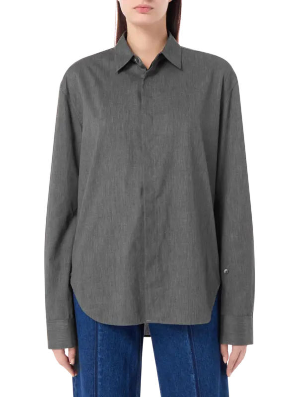 قميص مايلي من البوبلين بفتحة جانبية