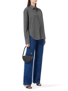 قميص مايلي من البوبلين بفتحة جانبية