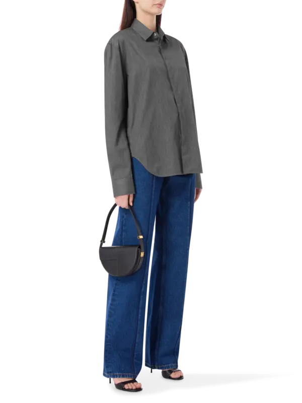 قميص مايلي من البوبلين بفتحة جانبية