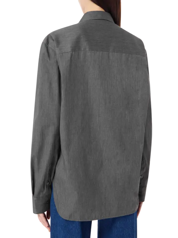 قميص مايلي من البوبلين بفتحة جانبية