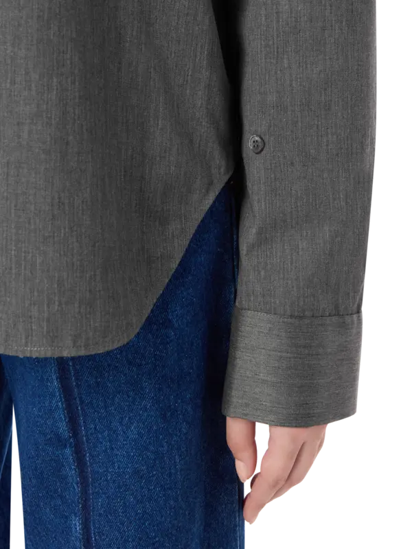 قميص مايلي من البوبلين بفتحة جانبية