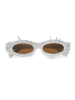 White Spiked Oval Sunglasses