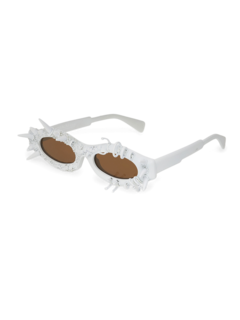 White Spiked Oval Sunglasses