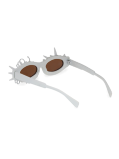 White Spiked Oval Sunglasses
