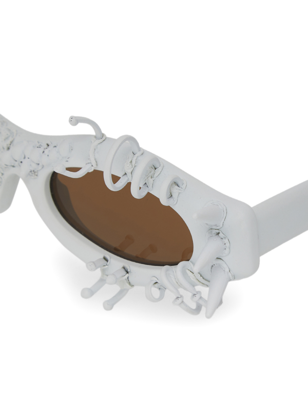White Spiked Oval Sunglasses