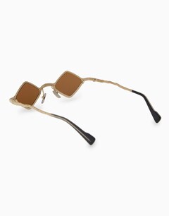 Gold/Brown Diamond Frame Sunglasses
