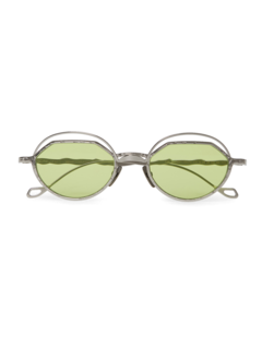 Silver/Neon Green Round Eye Sunglasses