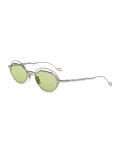 Silver/Neon Green Round Eye Sunglasses