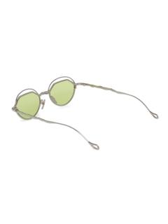Silver/Neon Green Round Eye Sunglasses