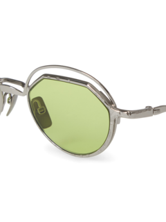 Silver/Neon Green Round Eye Sunglasses