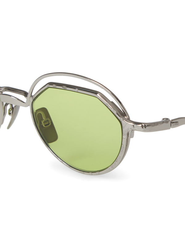Silver/Neon Green Round Eye Sunglasses