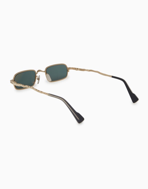 Gold/Green Rectangular Textured Sunglasses