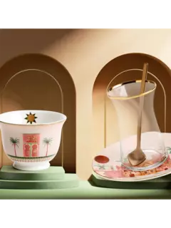 طقم أكواب قهوة بتصميم شجرة النخيل مكون من 6 قطع