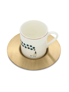 Set of "Masbaha" Espresso Cups with Aged Brass Saucers